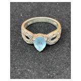 Sterling Silver Solitaire Twisted Band Ring with