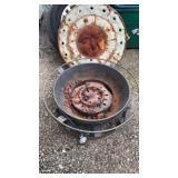 Portable propane fire pit with a steel bowl, lava
