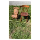 Vtg Childï¿½s Wooden Rocking Chair and Dining Chair