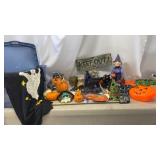 Tote with lid of Halloween Decorations