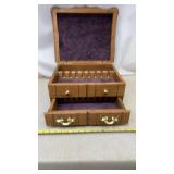 Vtg wooden flatware chest