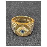 VINTAGE LIND 14K YELLOW GOLD HGE MENï¿½S BLUE STONE