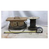 wooden power cord reel and outlet box And Wire
