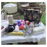 Sewing Supplies with Folding Sewing Basket