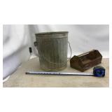 Galvanized Trash can and metal Tool Tray