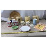 Fiesta ware Plate, Ceramic Canister set,