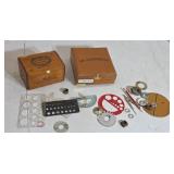 Wooden Cigar Boxes,& a Wire Gauge