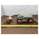 Tin Litho Climbing Tractor and Trailer Set