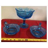 L.E. Smith Sunburst Pattern Pedestal Dish and