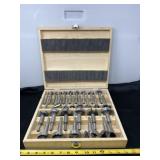 Forstner Wood Working Drill Bits in Wooden Case