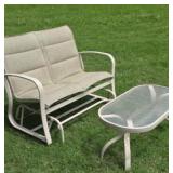 Patio Furniture 46" Glider with Glass Top Table