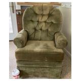 Lazy Boy Green Velvet Tufted Swivel Armchair