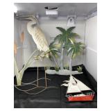 Sailboat, Palm Tree and Heron Metal Decor