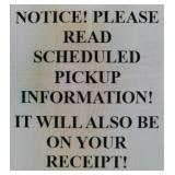 READ SCHEDULED PICKUP INFORMATION