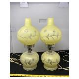 Gone With The Wind Frosted Yellow Hurricane Lamps