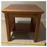 Golden Oak Mission Style Table. 24" x 28" x 23"