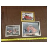 Three Framed Items Featuring Midget Race Car