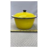 Vintage Enamelware Stock Pot Yellow & White,
