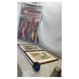 Vtg matching pair of watercolor paintings of