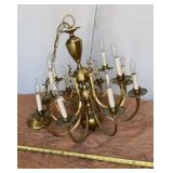 Vtg brass chandelier featuring a 10-arm Flemish