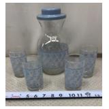 Tiara Exclusives blue lace eyelet juice carafe
