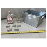 Bourbon Whiskey Bottle, Glass, metal liquor