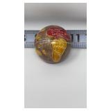 Hand-painted etched marble world map paperweight.
