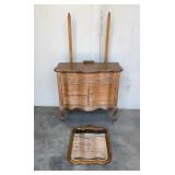 Antique oak serpentine dresser with mirror