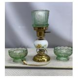 Stars and Bars" green glass fairy lamp