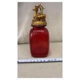 Vintage Cranberry Red Apothecary Canister Jar