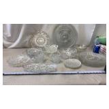 Clear Etched and Cut Glass Dishes