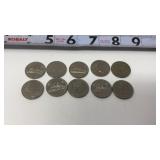 10-Canadian Nickel 5 cents Beaver on rock,  &