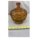 LE Smith Amber Gold Glass Moon and Stars covered