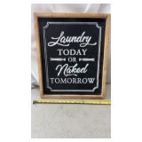 Metal Laundry Today Chalkboard Typography Framed