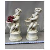 2-cherub planter statue featuring a seated putto