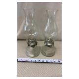 Vtg Clear glass hurricane oil lamps,