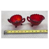 Imperial Glass ruby red creamer and sugar bowl