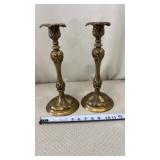 Vtg Floral solid brass candlesticks