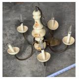 Antique Porcelain and Mixed Metal Chandelier