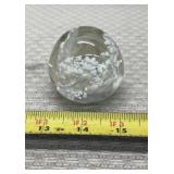 Art Glass Hand Blown Floral White Flowers Bubble