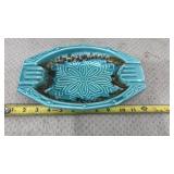 Mid Century Turquoise ceramic ashtray made in USA