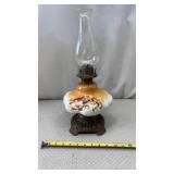 Victorian-era hand-painted milk glass kerosene