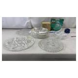 Silver plated Rim Bowl, Indiana Glass 4 pc plate