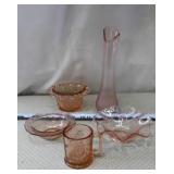 Vtg Pink Depression Glassware including a
