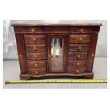 Vtg carved wood jewelry armoire with a mahogany