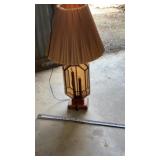 Mid century modern table lamp with an amber glass