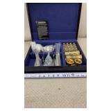 Oneida flatware set with a blue velvet-lined