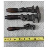 Vtg Wood Handle Adjustable Wrenches