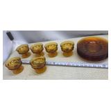 Indiana Glass Kings Crown Amber Thumbprint set