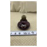 Miniature purple amethyst glass oil lamp